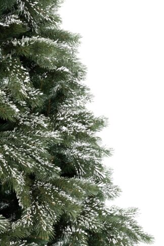 Umělý vánoční stromek 3D Borovice Himalájská Zasněžená. Strom má husté zelené větvičky lehce pokryté sněhem.