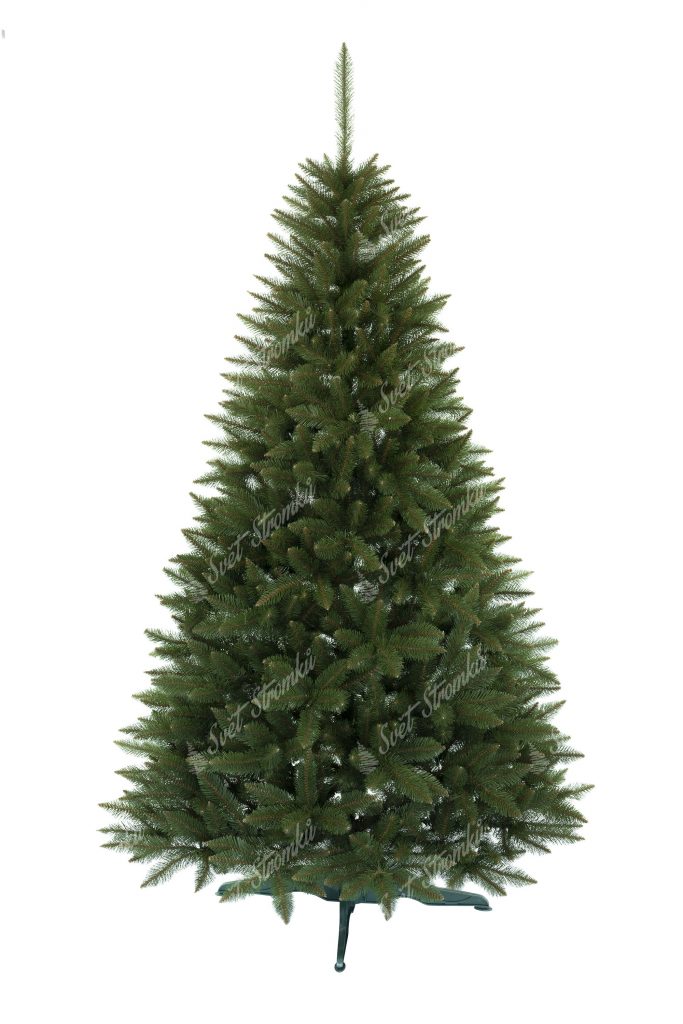 Vánoční stromek pěkného, uhlazeného jehlanový tvaru. Stromek má velký počet úzkých větviček díky čemuž je opravdu hustý. Stromek je postaven na umělém stojanu.