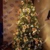 Ozdobený umělý vánoční 3D stromek Smrk Alpský do zlata .