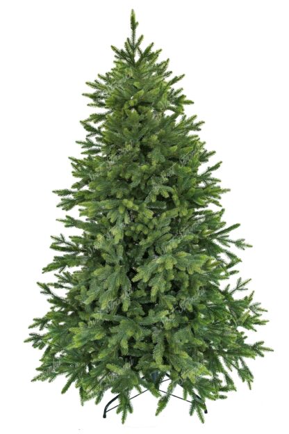 Krásný umělý vánoční stromek který má konce větviček zabarvené do bledězelená a tak připomíná čerstvé výhonky větviček. Stromek díky dokonalým 3D Větvička je k nerozeznání od živého. Hezký úhledný tvar doplňují vyčnívající větvičky pro ještě přirozenější vzhľad.Hustý vánoční stromek stojí na železném stojanu.