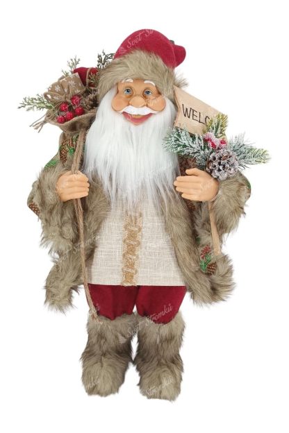 Dekorace Santa Claus Krémově-bordový 60cm