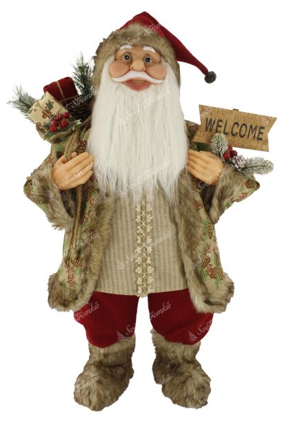 Dekorace Santa Claus Krémově-bordový 80cm