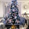 Umělý vánoční stromek Borovice Stříbrná s krystalmi ledu 220cm