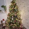 Umelý vianočný stromček FULL 3D Smrek Exkluzívny 180cm s červenými vianočnými ozdobami