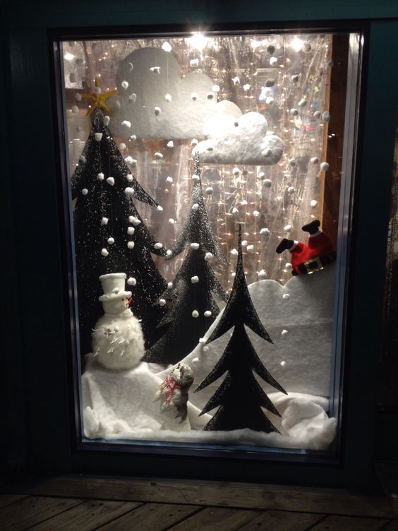 Vánoční dekorace do okna z vaty