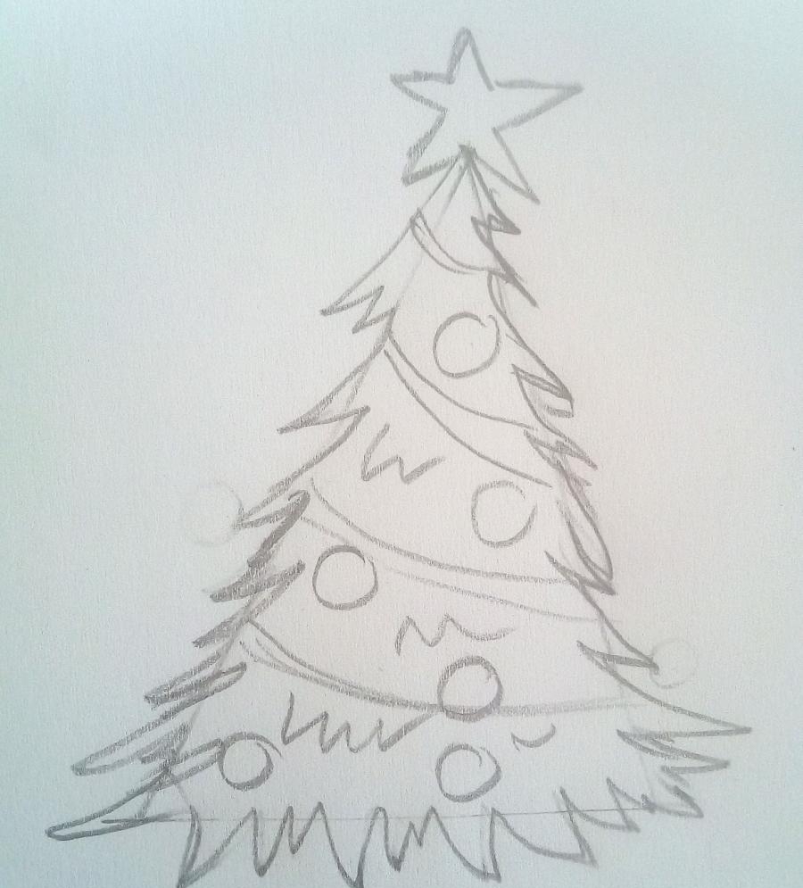 Vánoční strom kreslený