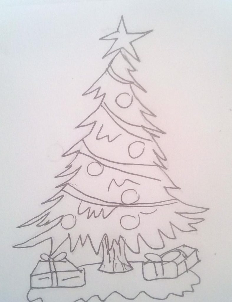 Vánoční strom kreslený