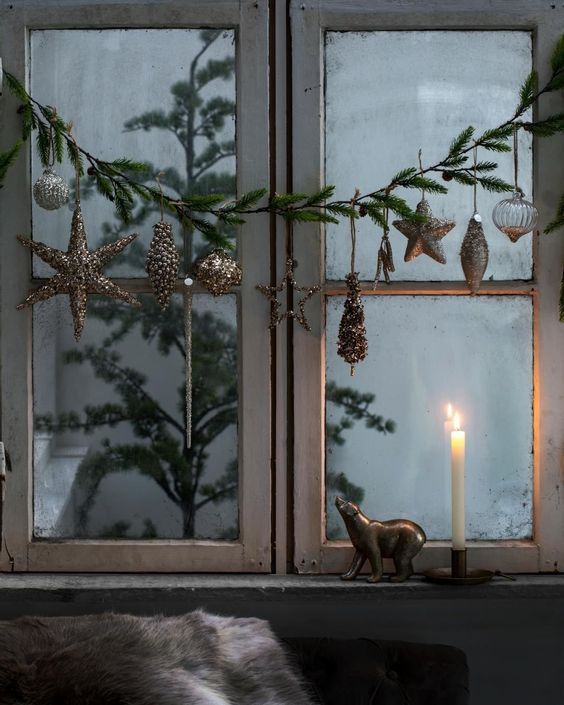 Vánoční výzdoba oken z kouli