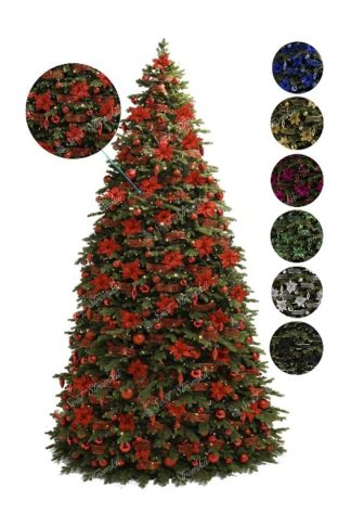Gigantický vánoční stromek 3D Smrk Exkluzív LED s dekoračním balíčkem,
