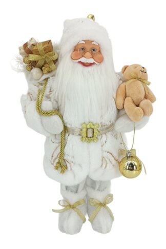 Dekorace Santa Claus Bílo-Zlatý 40cm