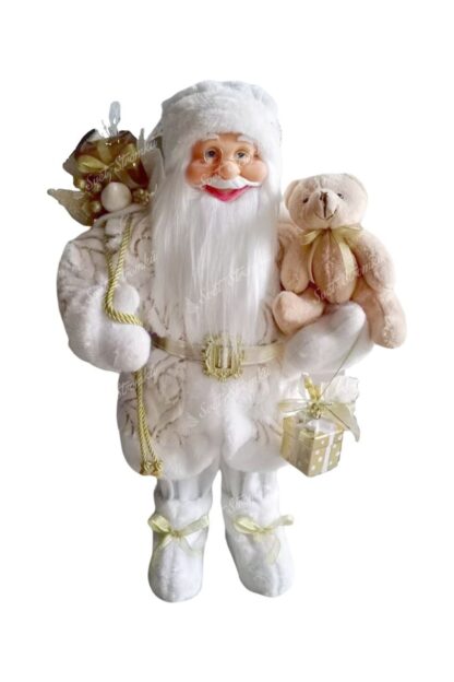 Dekorace Santa Claus Bílo-Zlatý 60cm