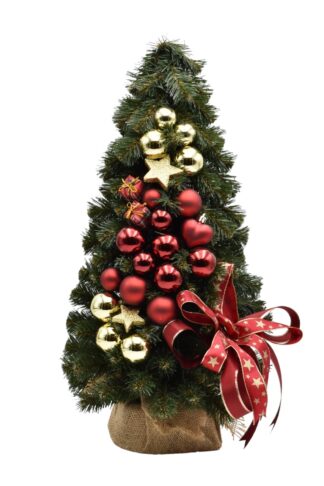 Malý vánoční stromeček ozdobený Červeno-zlatý 50cm