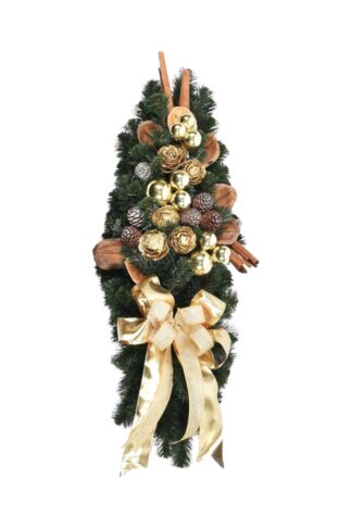Ozdobená středová vánoční girlanda Zlatá 60cm
