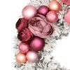 Zasněžený vánoční věnec na dveře Sytě růžový 35cm