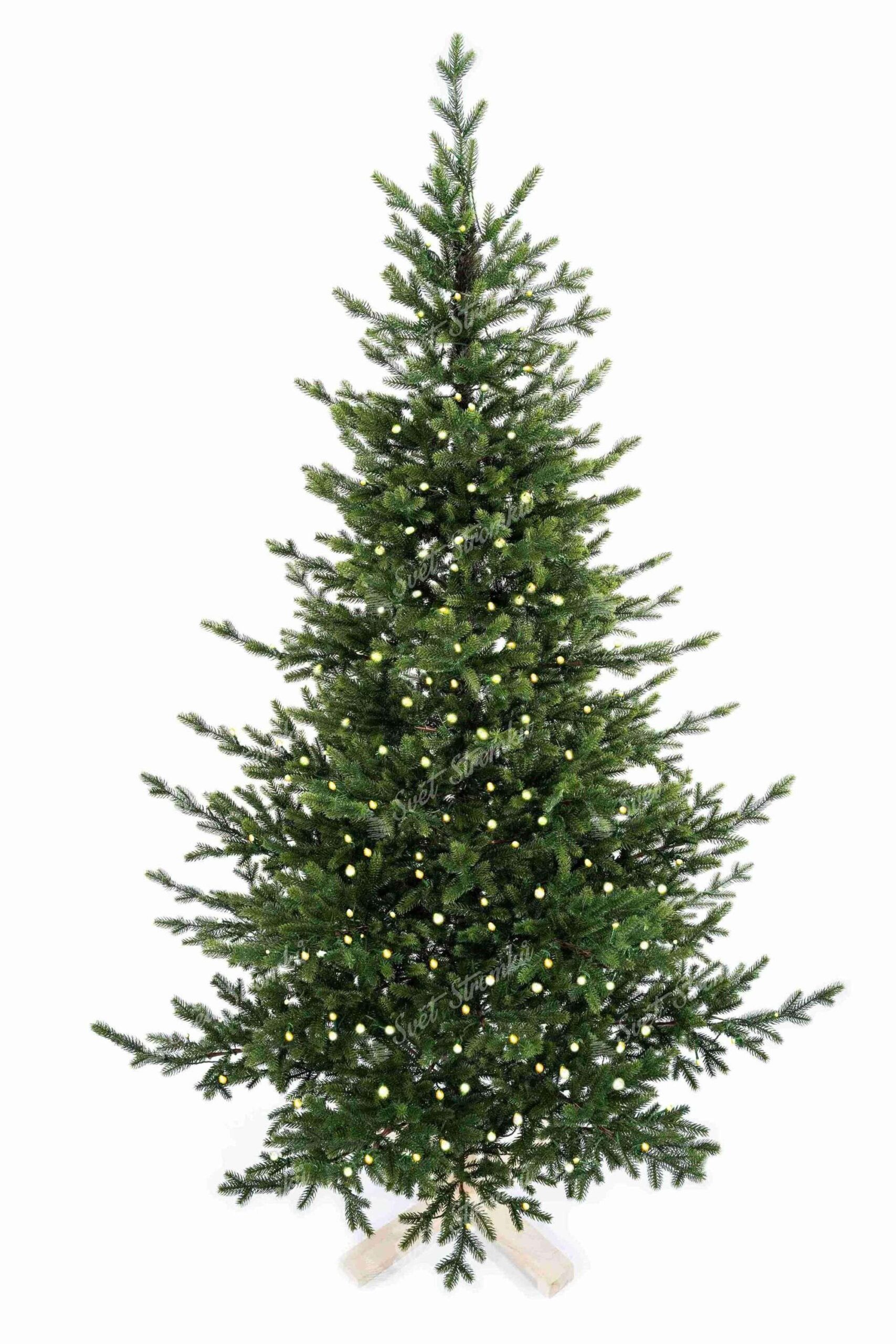 Umělý vánoční stromek FULL 3D Smrk Přírodní s LED osvětlením má přirozeně zelené jehličí