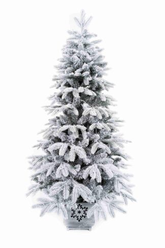 Umělý vánoční stromeček 3D Smrk Aljašský v květináči má hustě zasněžené větvičky