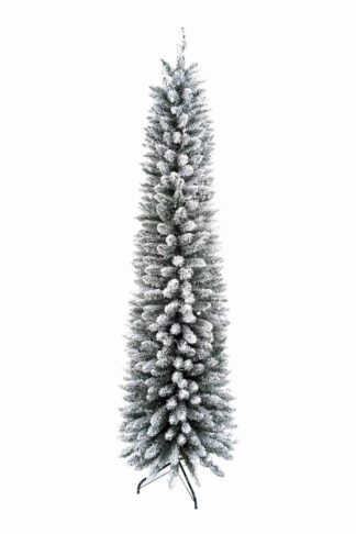 Umělý vánoční stromeček Smrk Bílý Štíhlý má hustě zasněžené větvičky