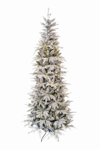 Umělý vánoční stromek 3D Jedle Bílá Štíhlá LED má hustě zasněžené větvičky