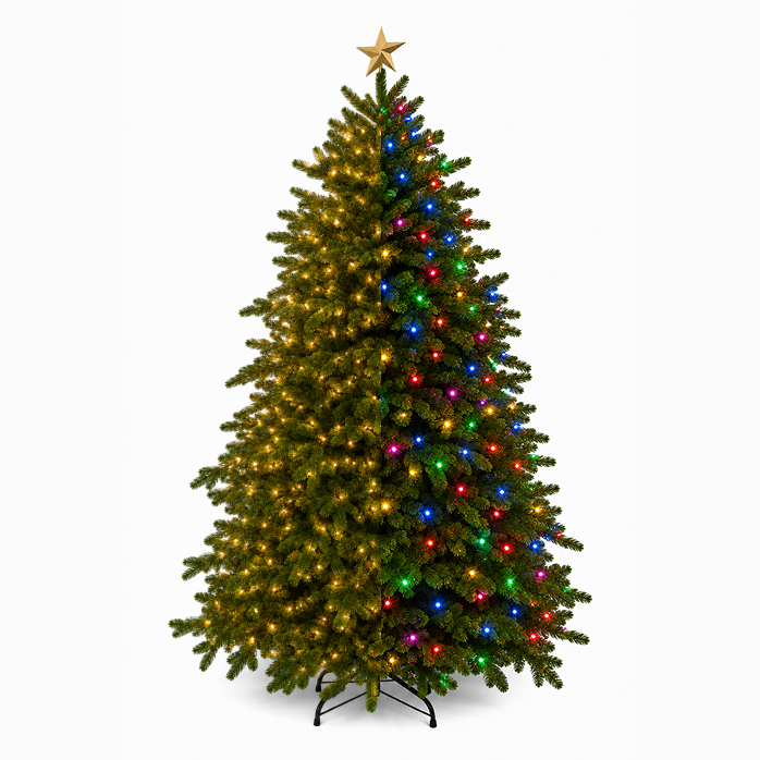 Umělý vánoční stromeček s teplým bílým a barevným RGB LED osvětlením